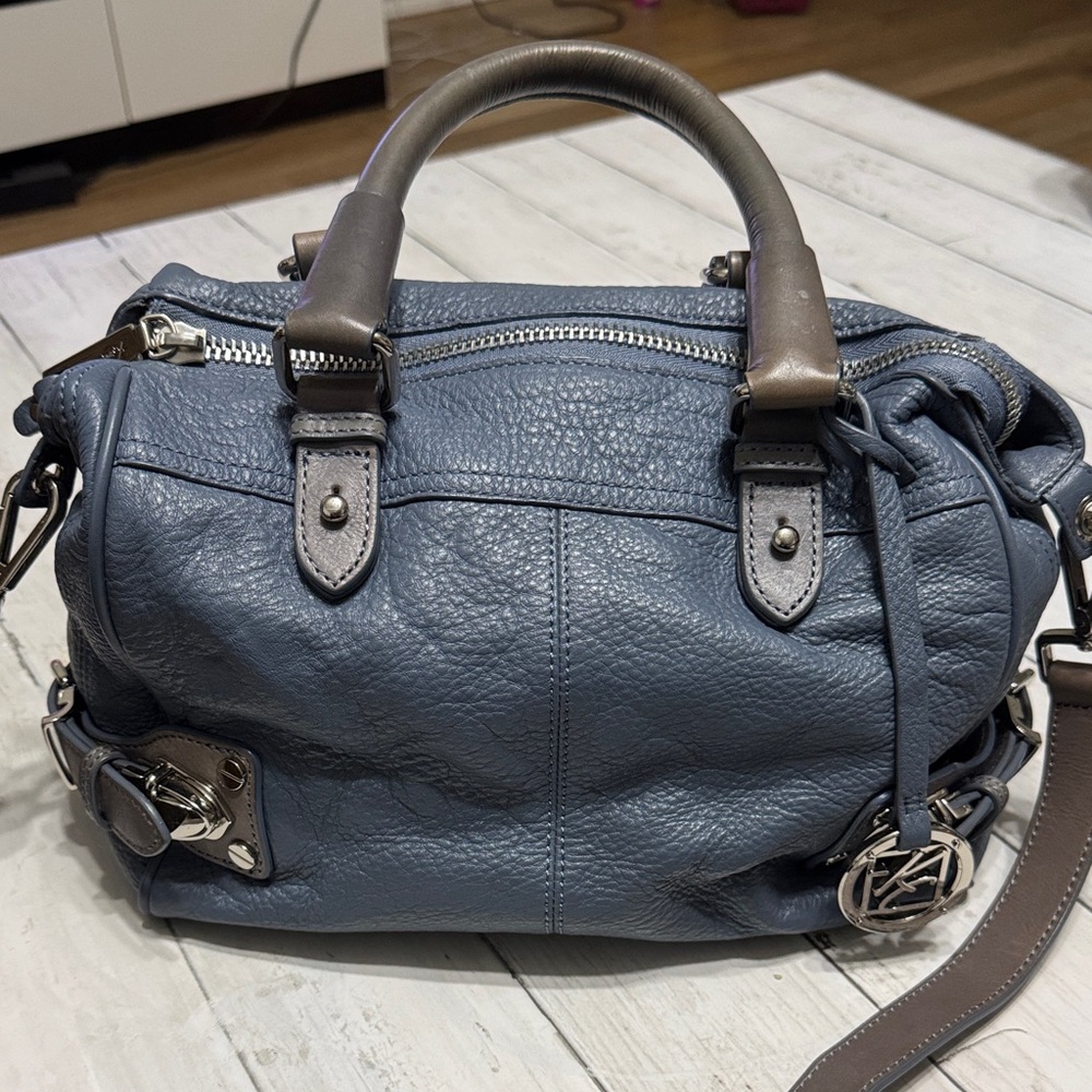 Kenneth Cole Slate Blue Leather Shoulder Bag